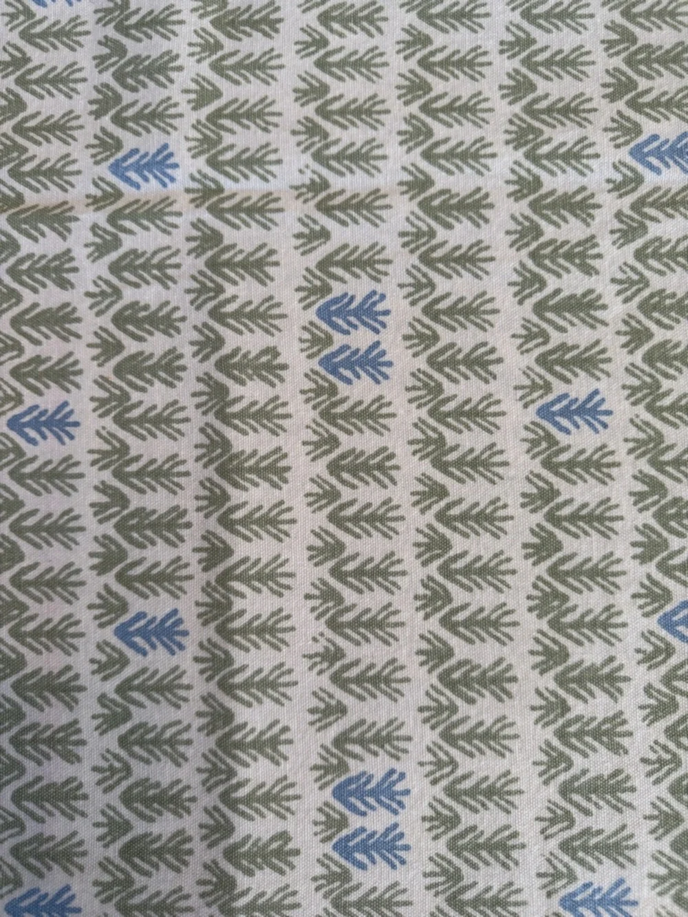 Green and Blue Leaf Print Cotton Fabric